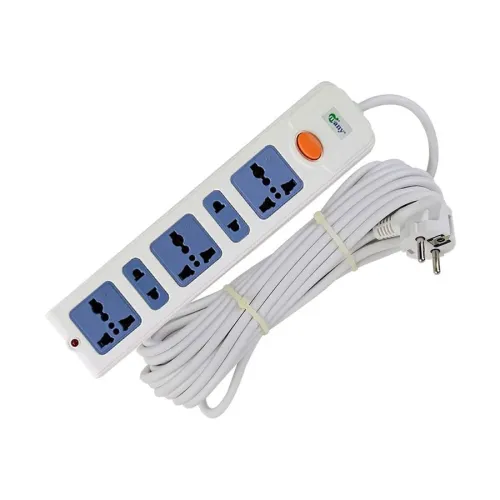 Many 2 Pin 5 Port (2 Pin 2 Port, 3 Pin 3 Port) White 10M Power Strip