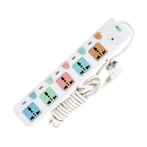 Many 2 Pin 5 Port White 5M Power Strip