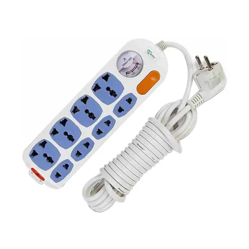 Many 2 Pin 8 Port (2 Pin 4 Port, 3 Pin 4 Port) White 5M Power Strip