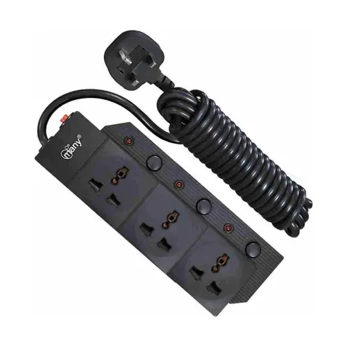 Many 3 Pin 3 Port Black 3M Power Strip