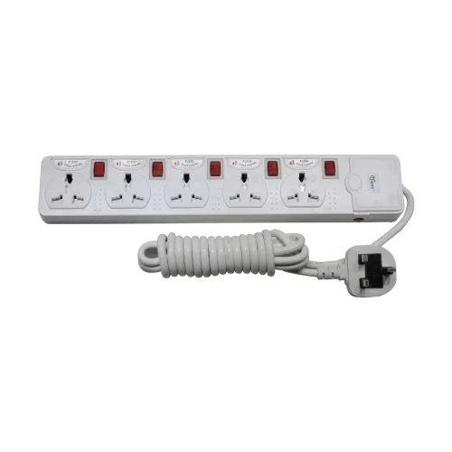 Many 3 Pin 5 Port White 3M Power Strip