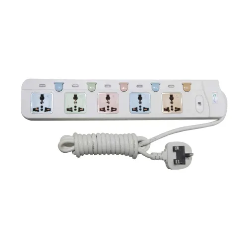 Many 3 Pin 5 Port White 3M Power Strip