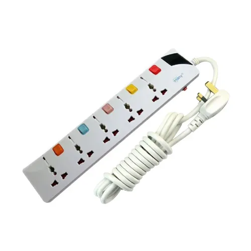 Many 3 Pin 5 Port White 5M Power Strip