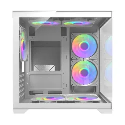 MaxGreen Bright Wave F7 Mid Tower M-ATX Gaming Casing With 7x ARGB Fan (White)