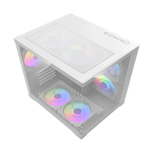 MaxGreen Bright Wave F7 Mid Tower M-ATX Gaming Casing With 7x ARGB Fan (White)