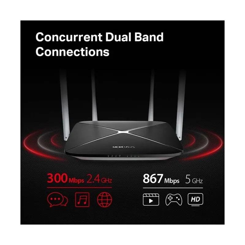 Mercusys AC12 AC1200 Dual Band Wireless Router (4 Antenna)
