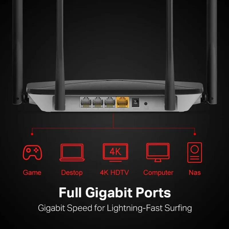 Mercusys AC12G AC1300 Dual Band Wireless Gigabit Router (4 Antenna)