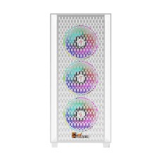 PC Power Flow White Mesh Mid Tower ATX Gaming Casing with Power Supply