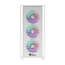 PC Power Flow White Mesh Mid Tower ATX Gaming Casing with Power Supply
