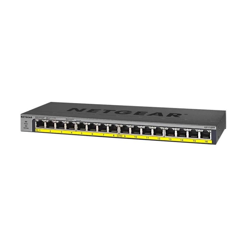 Netgear GS116LP 16-Port Gigabit Ethernet Rackmount Unmanaged PoE/PoE+ Switch
