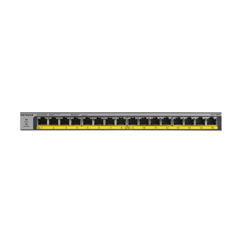 Netgear GS116LP 16-Port Gigabit Ethernet Rackmount Unmanaged PoE/PoE+ Switch