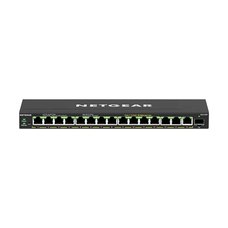Netgear GS316EP 16 Port (15 Port PoE+ & 1 SFP Port) Gigabit Mananged Desktop Switch