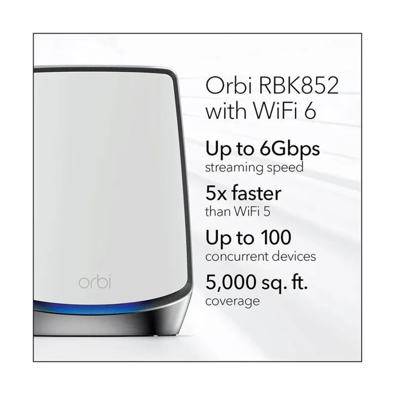 Netgear Orbi RBK852 AX6000 Mbps Gigabit Tri-band Wi-Fi System Network Router