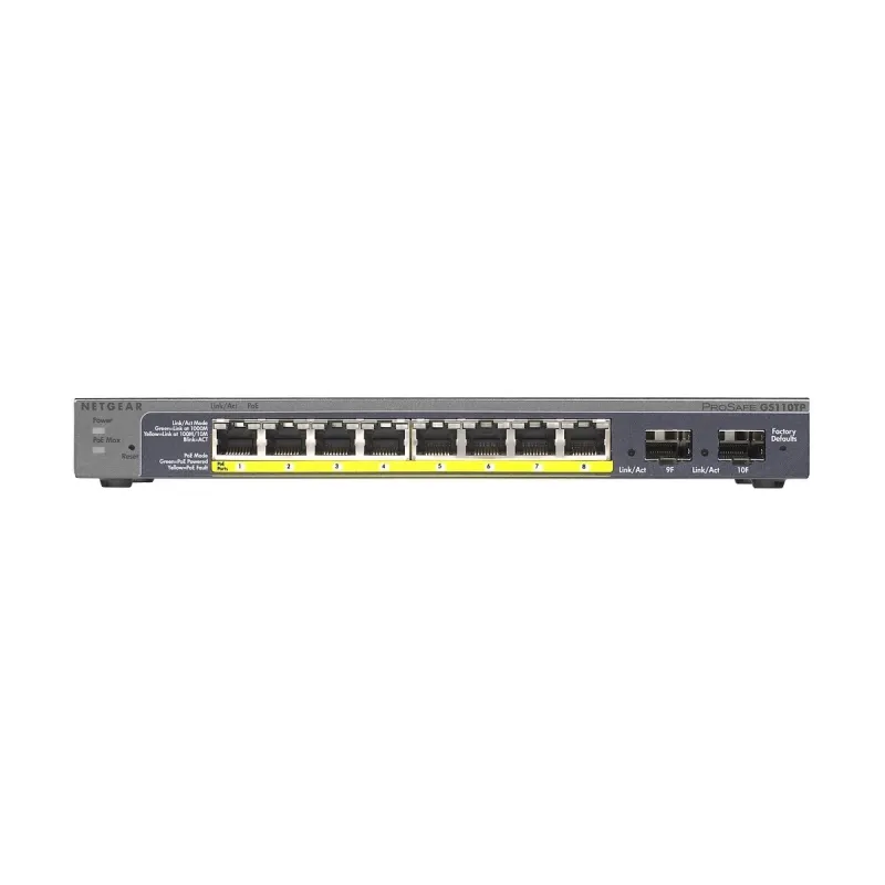 Netgear Prosafe GS110TP 10 Port (8 Port Gigabit PoE + 2 Port Gigabit SFP) Managed Desktop Smart Switch