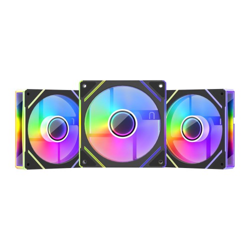 1stPlayer FC7 3 in 1 120mm ARGB Case Fans with Remote and Hub Black