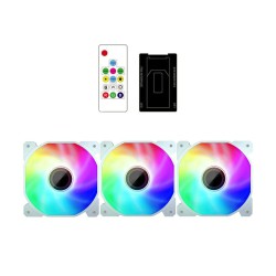 1stPlayer FIS ARGB 120mm (3xFAN) White Casing Cooling Fan with Controller & HUB