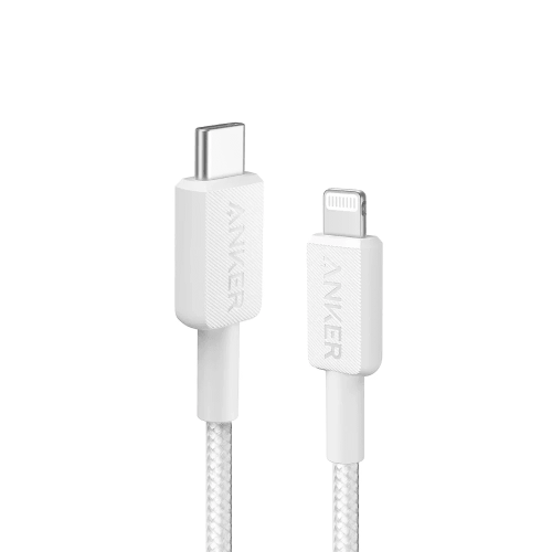 Anker 322 USB-C to Lightning Cable (3ft Braided) – White