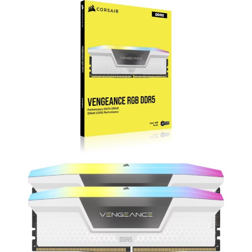 Corsair VENGEANCE RGB 32GB (2x16GB) DDR5 DRAM 6000MHz RAM (White) #CMH32GX5M2B6000Z30W