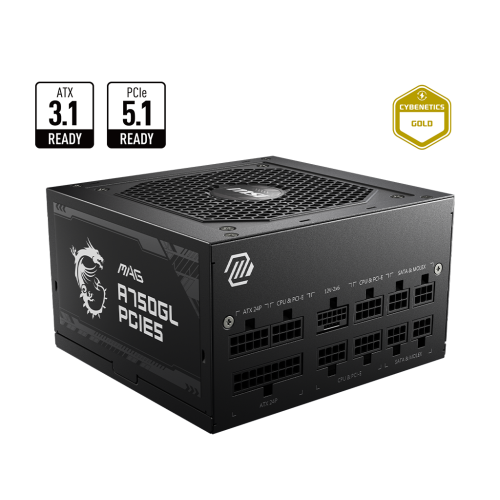 MSI MAG A750GL PCIE5 750W 80 Plus Gold Full Modular Power Supply