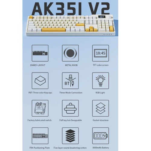 Ajazz AK35I V2 Tri-Mode Mechanical Keyboard Ajazz AK35I V2 Tri-Mode Mechanical Keyboard