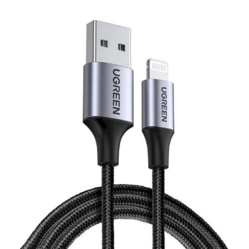 Ugreen US199 (60156) Lightning Male to USB Male, 1 Meter, Black Charging & Data Cable