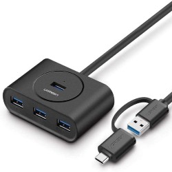 Ugreen CR113 (40850) USB & Type-C Male to Quad USB Female 1 Meter Black HUB