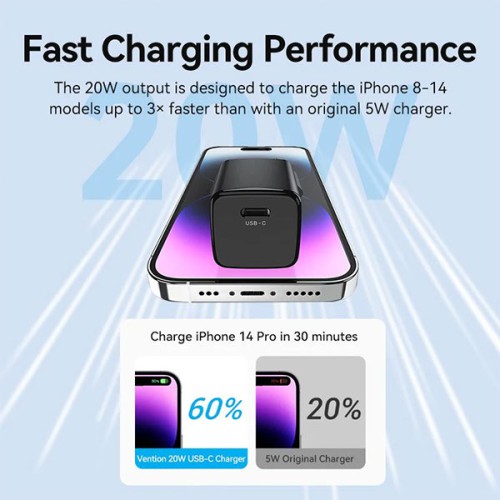 Vention FALB0-US 20W USB-C Wall Charger Vention FALB0-US 20W USB-C Wall Charger