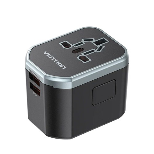 Vention FJCB0 3-Port USB (C + A + A) Universal Travel Adapter (20W/18W/18W) Black Vention FJCB0 3-Port USB (C + A + A) Universal Travel Adapter (20W/18W/18W) Black
