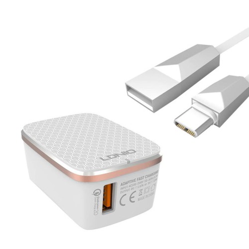 LDNIO A1204Q Quick Charge 3.0 Travel Charger with USB Type-C Cable