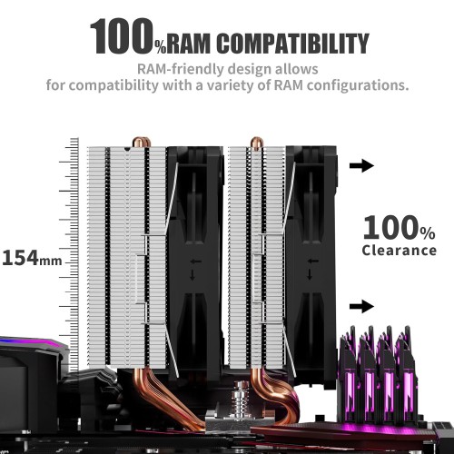 upHere D6SEC ARGB CPU Air Cooler (Black)