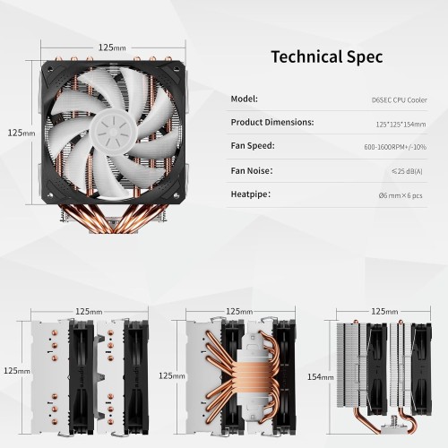 upHere D6SEC ARGB CPU Air Cooler (Black)
