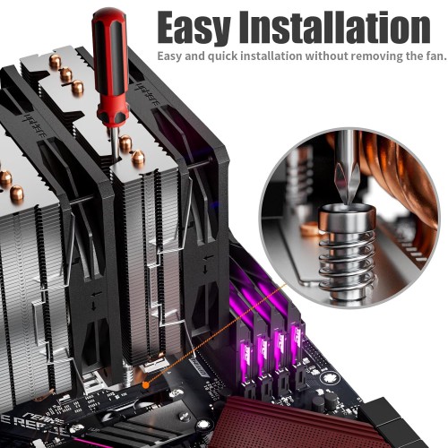 upHere D6SEC ARGB CPU Air Cooler (Black)