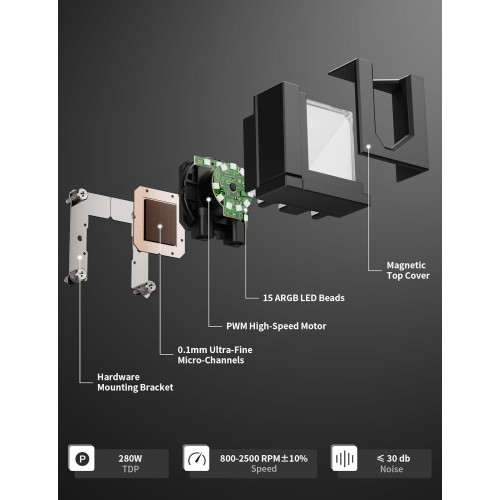 upHere E240KC 240mm AIO Liquid CPU Cooler (Black)