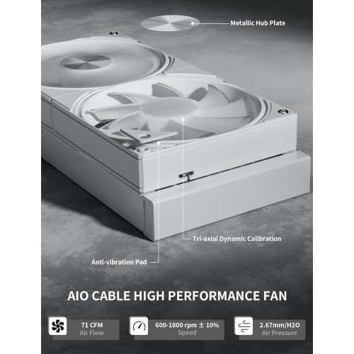 upHere E240TC 240mm AIO Liquid CPU Cooler (White)