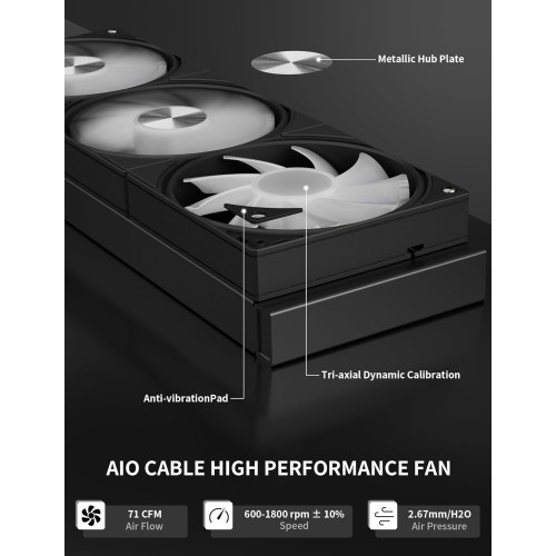 upHere E360KC 360mm AIO Liquid CPU Cooler (Black)