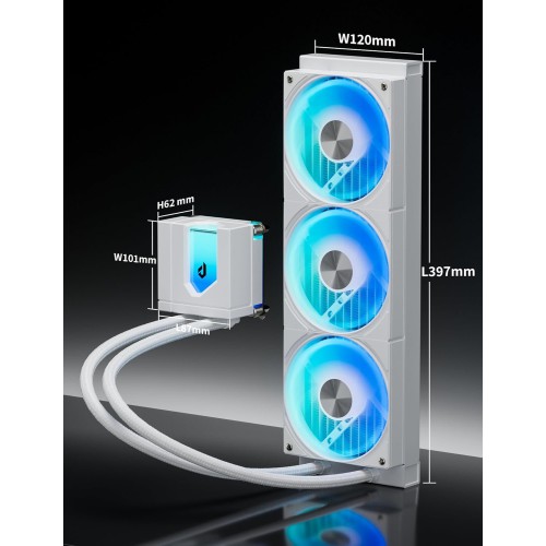 upHere E360TC 360mm AIO Liquid CPU Cooler (White)