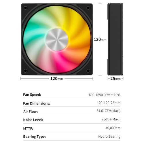 UpHere U3KC1 120mm ARGB Casing Fan (Black)