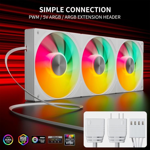 upHere U3TC3 ARGB All-in-One Casing Fan (White)