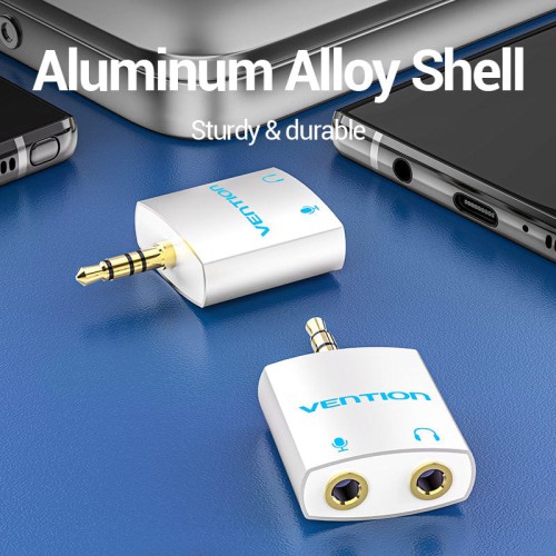 VENTION BDBW0 4 Pole 3.5mm Male to 2*3.5mm Female Audio Splitter with Separated Audio and Microphone Port Slivery VENTION BDBW0 4 Pole 3.5mm Male to 2*3.5mm Female Audio Splitter with Separated Audio and Microphone Port Slivery