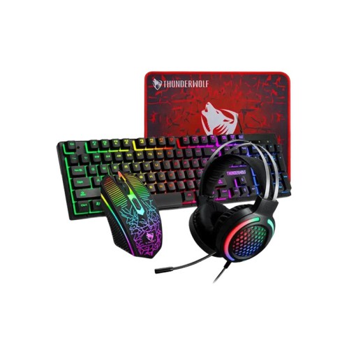 THUNDER WOLF TF400 GAMING KEYBOARD MOUSE HEADSET MOUSE PAD 4 IN 1 COMBO
