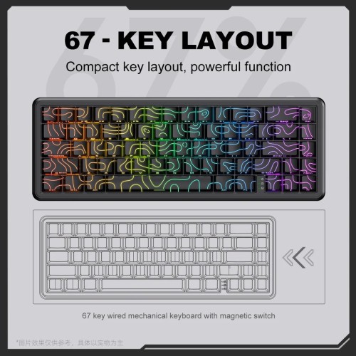 ONIKUMA G67 Hall Effect Wired RGB Magnetic Switch Gaming Keyboard, Black Contour
