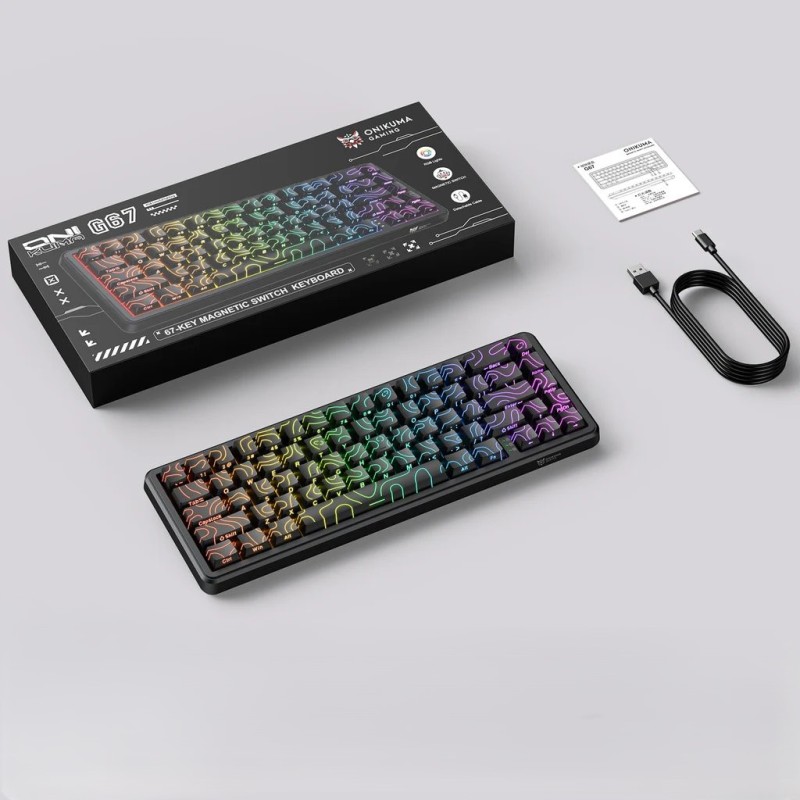 ONIKUMA G67 Hall Effect Wired RGB Magnetic Switch Gaming Keyboard, Black Contour