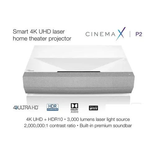 Optoma CinemaX P2 4K UHD Laser DLP Ultra Short Throw Home Projector