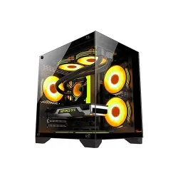 PC POWER OCEAN VIEW BK M ATX GAMING CASING WITH 3 ARGB FAN AND 350W PSU