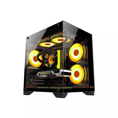 PC POWER OCEAN VIEW BK M ATX GAMING CASING WITH 7 ARGB FAN AND 350W PSU