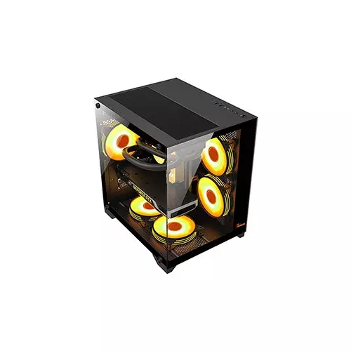PC POWER OCEAN VIEW BK M ATX GAMING CASING WITH 7 ARGB FAN AND 350W PSU
