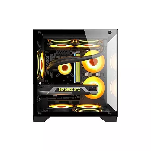 PC POWER OCEAN VIEW BK M ATX GAMING CASING WITH 7 ARGB FAN AND 350W PSU