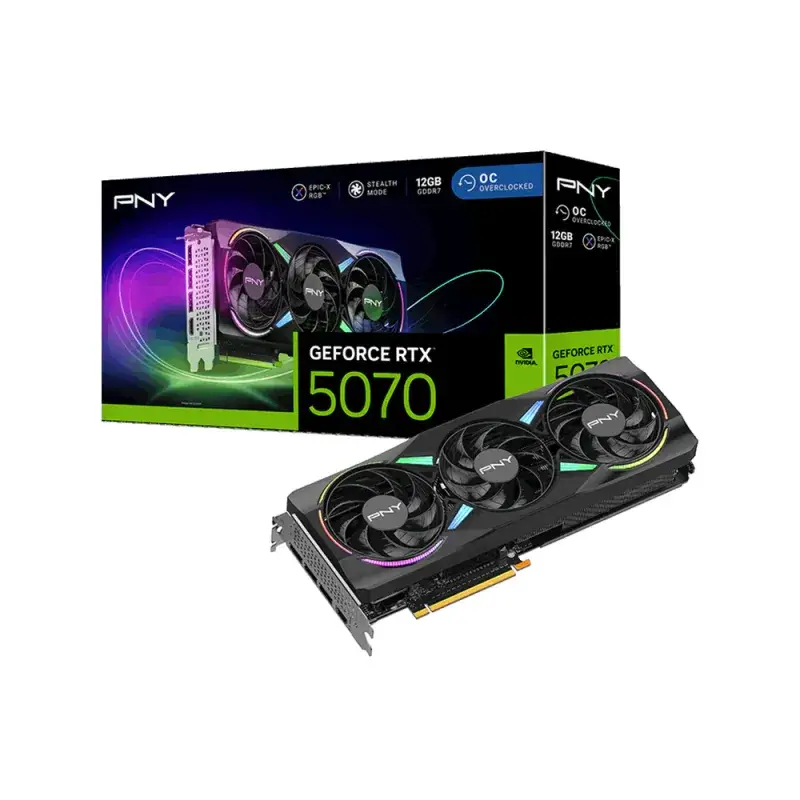 PNY GeForce RTX 5070 12GB GDDR7 ARGB EPIC-X RGB Overclocked Triple Fan Graphics Card