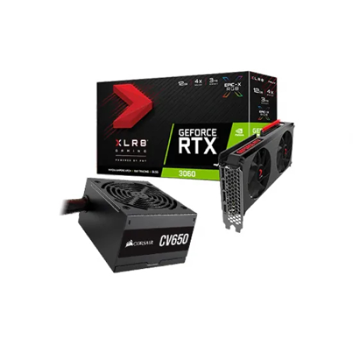 PNY GEFORCE RTX 3060 TI 8GB GRAPHICS CARD WITH CORSAIR CV650 650 POWER SUPPLY COMBO