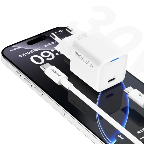 Recci RC112E 30W GaN Fast Charger Adapter with Type C Cable